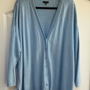 Talbots Sky Blue 3X V-Neck Button Front Cardigan Sweater Cotton Blend Classic